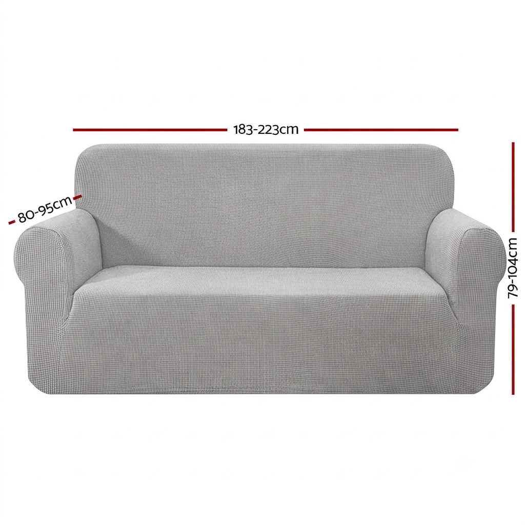Artiss Sofa Cover Couch Covers 3 Seater High Stretch Grey-Furniture > Sofas-PEROZ Accessories