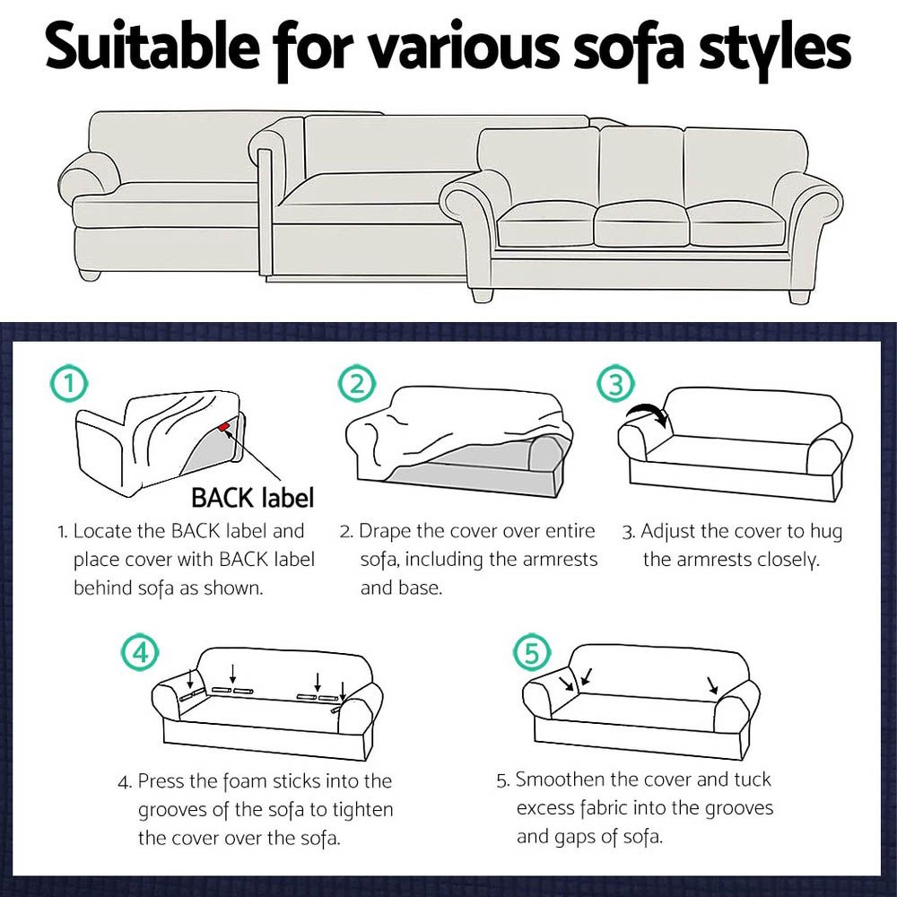 Artiss Sofa Cover Couch Covers 3 Seater High Stretch Grey-Furniture > Sofas-PEROZ Accessories
