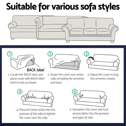 Artiss Sofa Cover Couch Covers 3 Seater High Stretch Grey-Furniture > Sofas-PEROZ Accessories