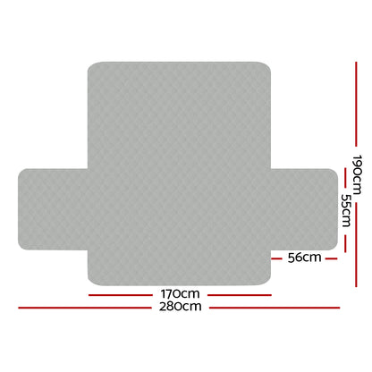 Artiss Sofa Cover Couch Covers 3 Seater Quilted Grey-Furniture &gt; Sofas &gt; Sofa Accessories-PEROZ Accessories