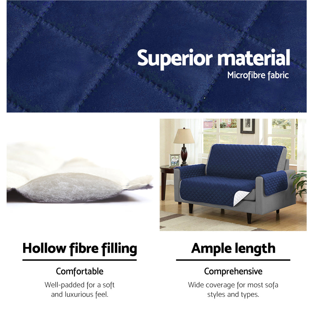 Artiss Sofa Cover Couch Covers 3 Seater Quilted Navy-Furniture &gt; Bar Stools &amp; Chairs &gt; Arm Chairs &amp; Recliners-PEROZ Accessories