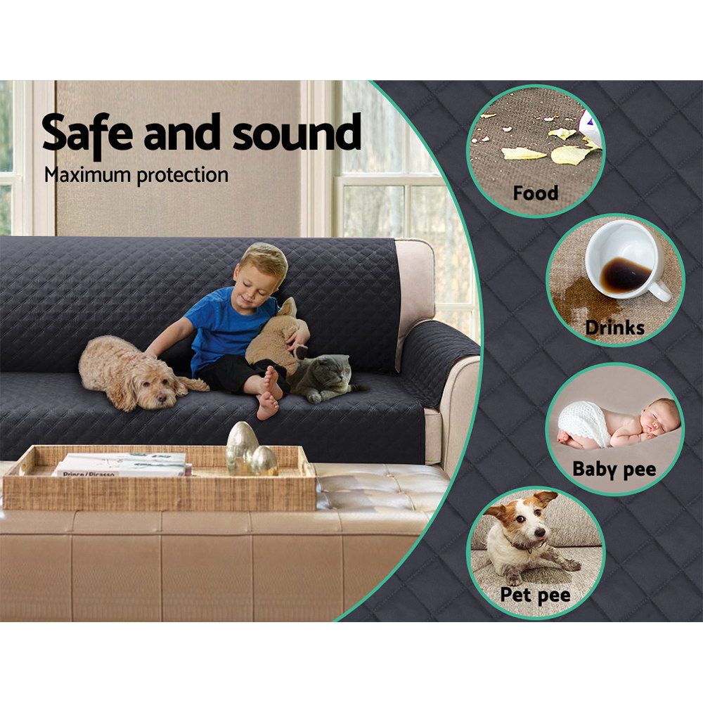 Artiss Sofa Cover Couch Covers 4 Seater Easy to Clean Dark Grey-Furniture > Sofas-PEROZ Accessories