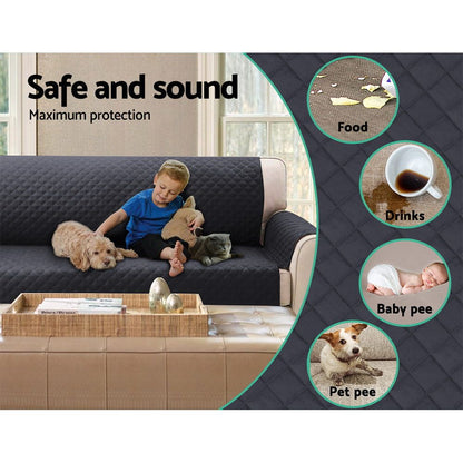 Artiss Sofa Cover Couch Covers 4 Seater Easy to Clean Dark Grey-Furniture > Sofas-PEROZ Accessories