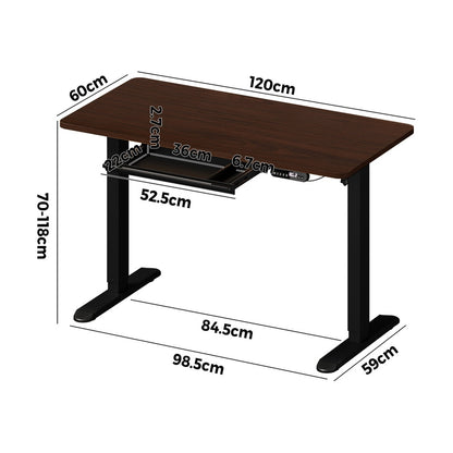 Oikiture 120cm Electric Standing Desk With Drawer Adjustable Black-Standing Desk-PEROZ Accessories