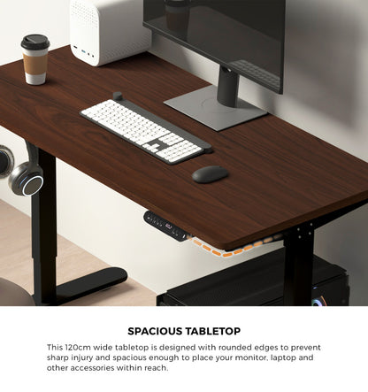 Oikiture 120cm Electric Standing Desk With Drawer Adjustable Black-Standing Desk-PEROZ Accessories