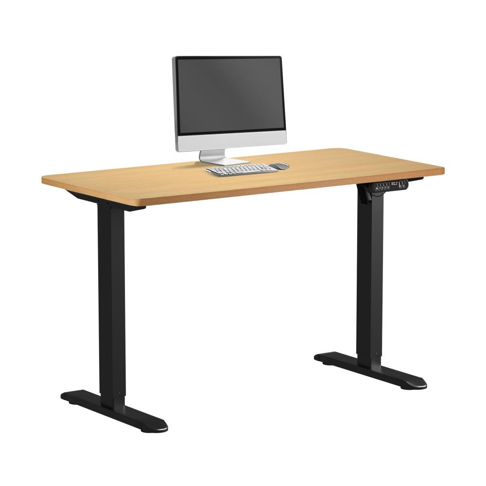 Oikiture 120CM Electric Standing Desk Single Motor Black&amp;Oak-Standing Desks-PEROZ Accessories