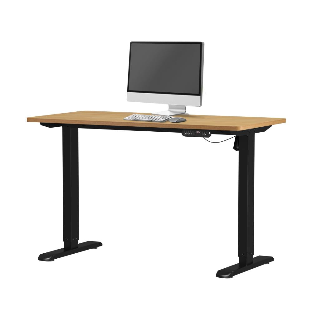 Oikiture 120CM Electric Standing Desk Single Motor Black&amp;Oak-Standing Desks-PEROZ Accessories