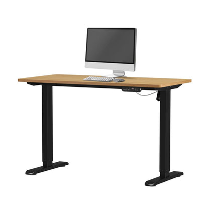 Oikiture 120CM Electric Standing Desk Single Motor Black&amp;Oak-Standing Desks-PEROZ Accessories