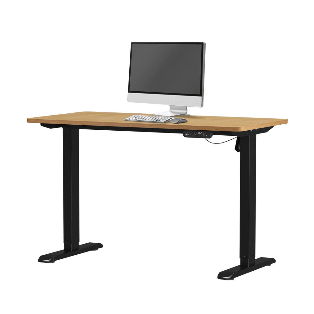 Oikiture 120CM Electric Standing Desk Single Motor Black&amp;Oak-Standing Desks-PEROZ Accessories
