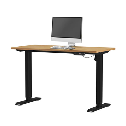 Oikiture 120CM Electric Standing Desk Single Motor Black&amp;Oak-Standing Desks-PEROZ Accessories