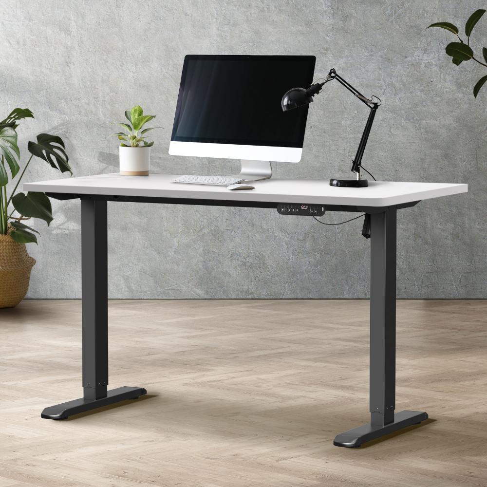 Oikiture 120CM Electric Standing Desk Single Motor Black&amp;White-Standing Desks-PEROZ Accessories