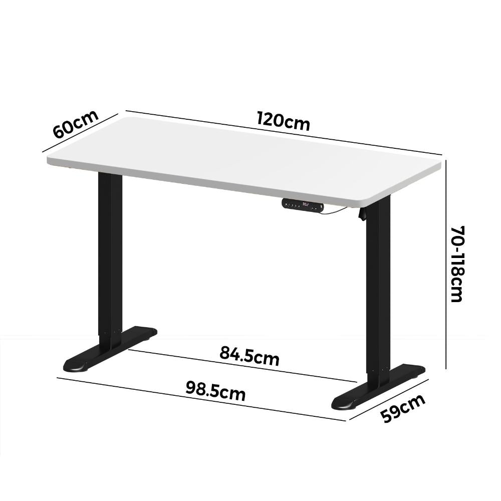 Oikiture 120CM Electric Standing Desk Single Motor Black&amp;White-Standing Desks-PEROZ Accessories