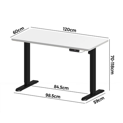 Oikiture 120CM Electric Standing Desk Single Motor Black&amp;White-Standing Desks-PEROZ Accessories