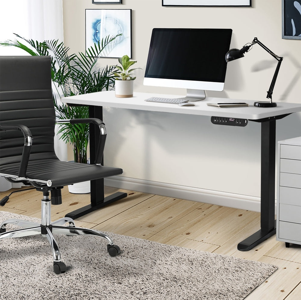 Oikiture 120CM Electric Standing Desk Single Motor Black&amp;White-Standing Desks-PEROZ Accessories