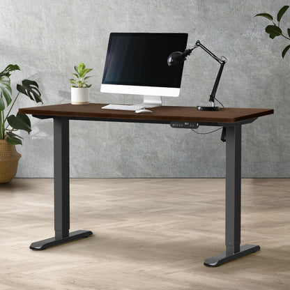 Oikiture 120CM Electric Standing Desk Single Motor Black&amp;Walnut-Standing Desks-PEROZ Accessories