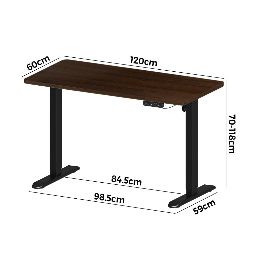 Oikiture 120CM Electric Standing Desk Single Motor Black&amp;Walnut-Standing Desks-PEROZ Accessories