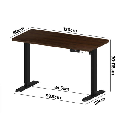 Oikiture 120CM Electric Standing Desk Single Motor Black&amp;Walnut-Standing Desks-PEROZ Accessories