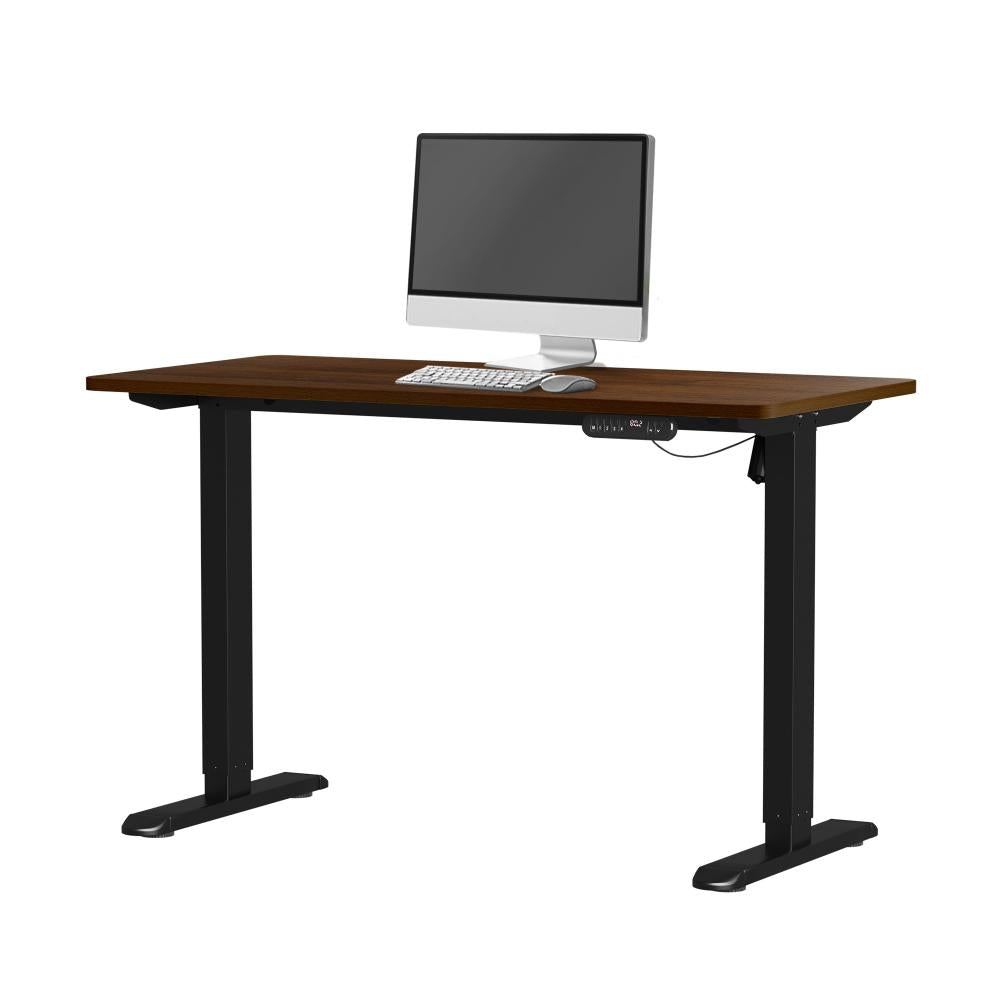 Oikiture 120CM Electric Standing Desk Single Motor Black&amp;Walnut-Standing Desks-PEROZ Accessories