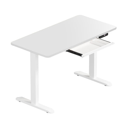Oikiture 120cm Electric Standing Desk With Drawer Adjustable White-Standing Desk-PEROZ Accessories
