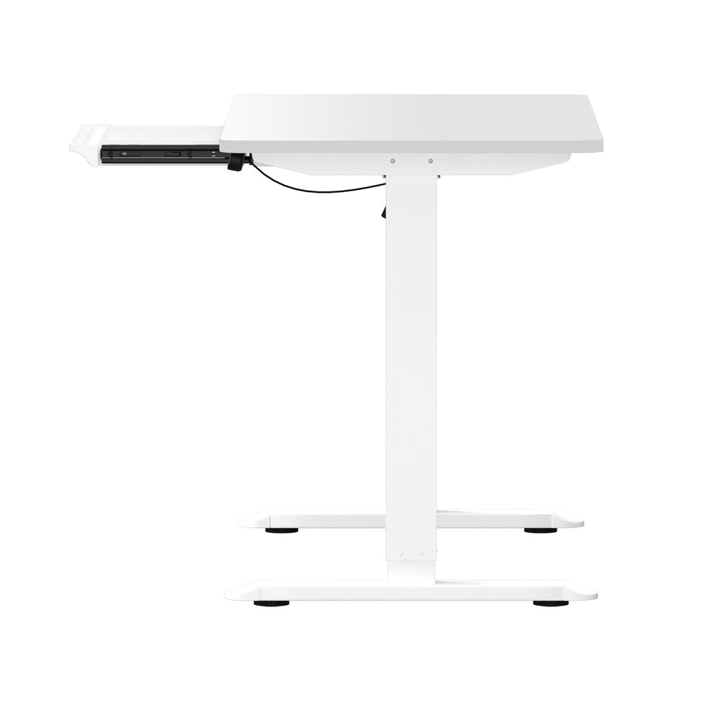 Oikiture 120cm Electric Standing Desk With Drawer Adjustable White-Standing Desk-PEROZ Accessories