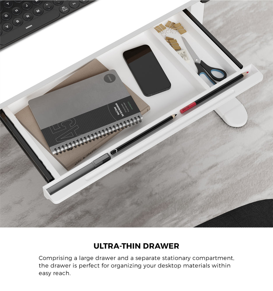 Oikiture 120cm Electric Standing Desk With Drawer Adjustable White-Standing Desk-PEROZ Accessories