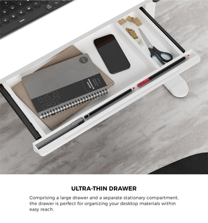 Oikiture 120cm Electric Standing Desk With Drawer Adjustable White-Standing Desk-PEROZ Accessories