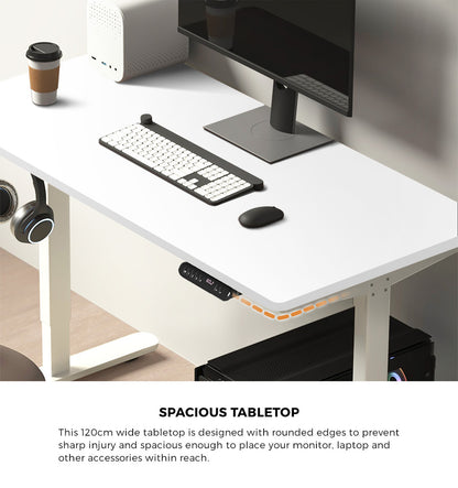 Oikiture 120cm Electric Standing Desk With Drawer Adjustable White-Standing Desk-PEROZ Accessories