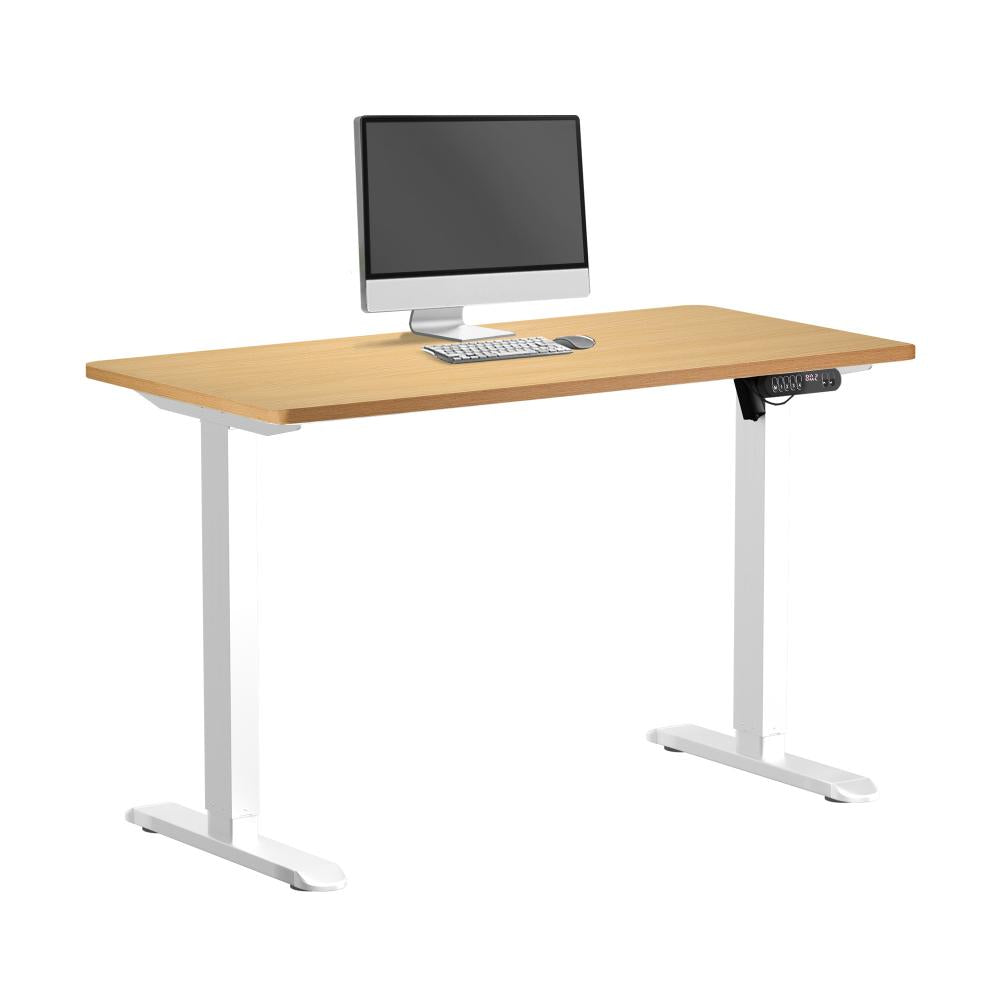 Oikiture 120CM Electric Standing Desk Single Motor White&amp;Oak-Standing Desks-PEROZ Accessories