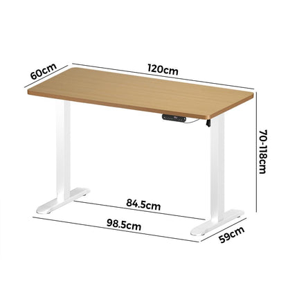Oikiture 120CM Electric Standing Desk Single Motor White&amp;Oak-Standing Desks-PEROZ Accessories