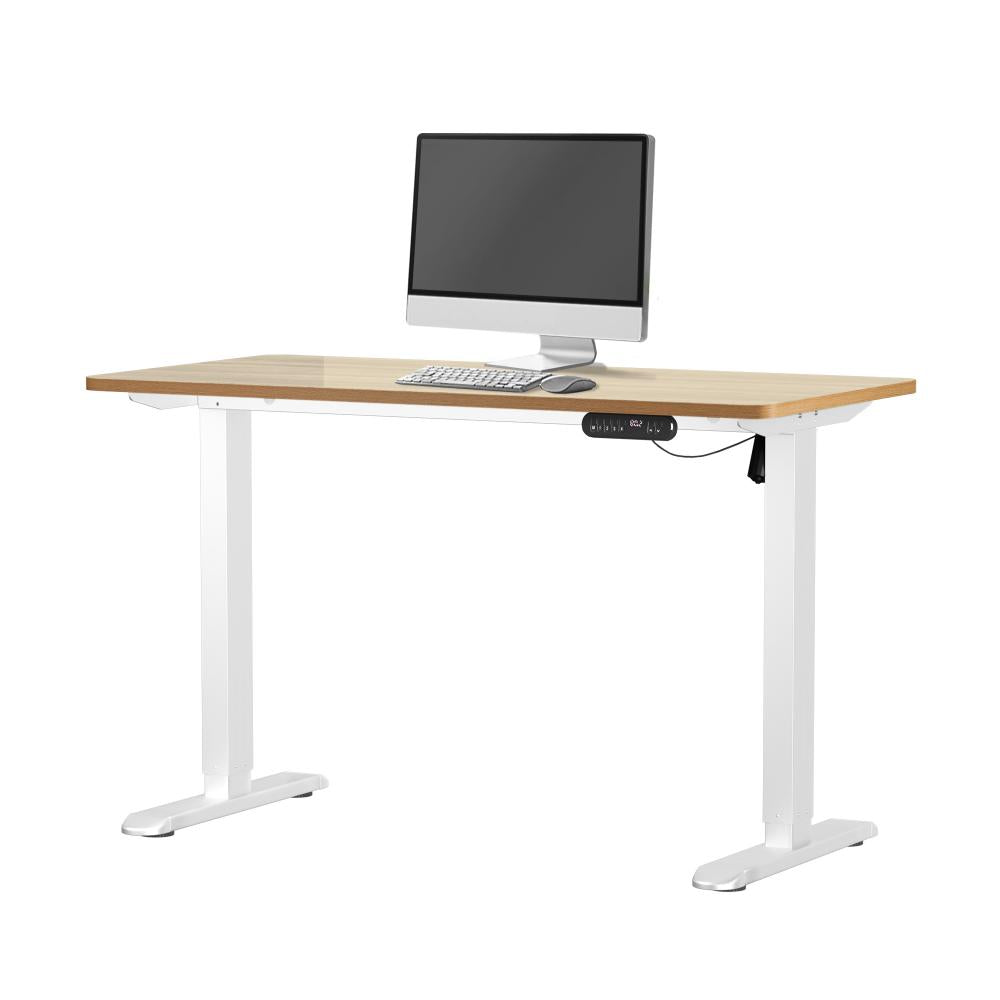 Oikiture 120CM Electric Standing Desk Single Motor White&amp;Oak-Standing Desks-PEROZ Accessories