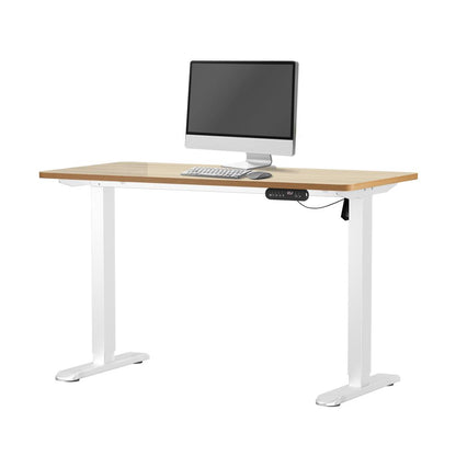 Oikiture 120CM Electric Standing Desk Single Motor White&amp;Oak-Standing Desks-PEROZ Accessories