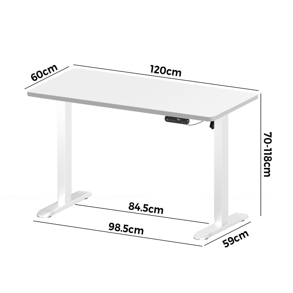 Oikiture 120CM Electric Standing Desk Single Motor White-Standing Desks-PEROZ Accessories