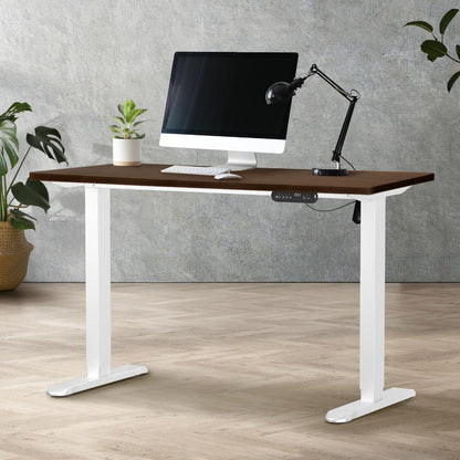 Oikiture 120CM Electric Standing Desk Single Motor White&amp;Walnut-Standing Desks-PEROZ Accessories