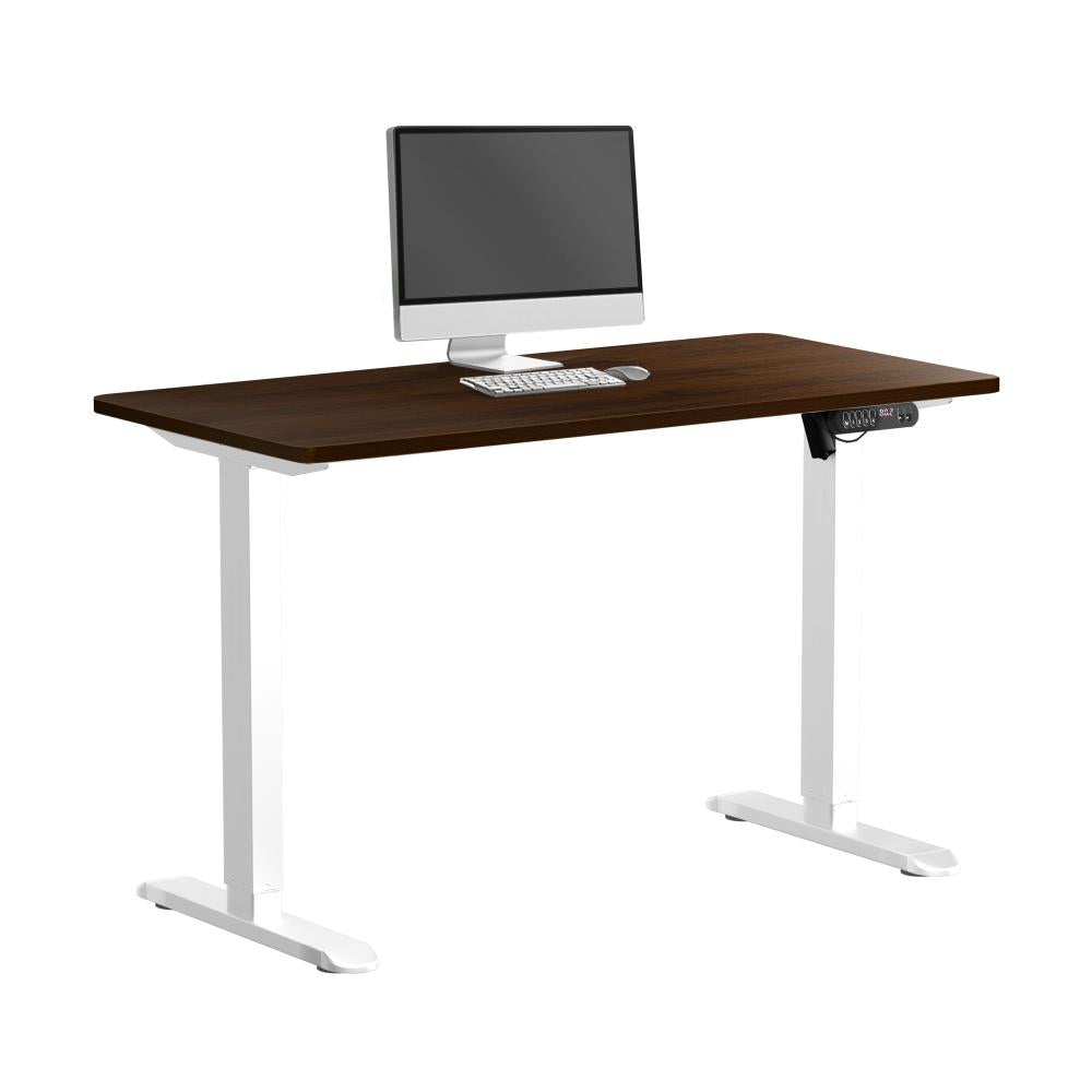 Oikiture 120CM Electric Standing Desk Single Motor White&amp;Walnut-Standing Desks-PEROZ Accessories