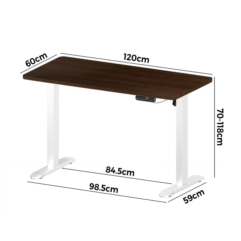 Oikiture 120CM Electric Standing Desk Single Motor White&amp;Walnut-Standing Desks-PEROZ Accessories