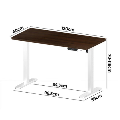 Oikiture 120CM Electric Standing Desk Single Motor White&amp;Walnut-Standing Desks-PEROZ Accessories