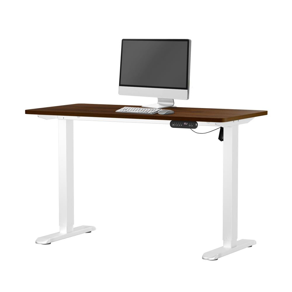 Oikiture 120CM Electric Standing Desk Single Motor White&amp;Walnut-Standing Desks-PEROZ Accessories