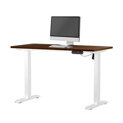 Oikiture 120CM Electric Standing Desk Single Motor White&amp;Walnut-Standing Desks-PEROZ Accessories