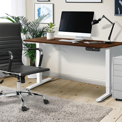 Oikiture 120CM Electric Standing Desk Single Motor White&amp;Walnut-Standing Desks-PEROZ Accessories