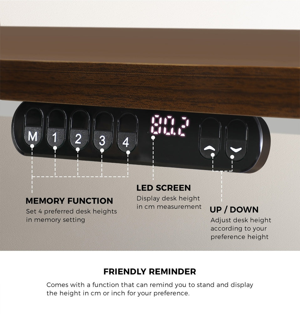 Oikiture 120CM Electric Standing Desk Single Motor White&amp;Walnut-Standing Desks-PEROZ Accessories