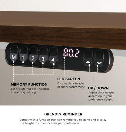 Oikiture 120CM Electric Standing Desk Single Motor White&amp;Walnut-Standing Desks-PEROZ Accessories