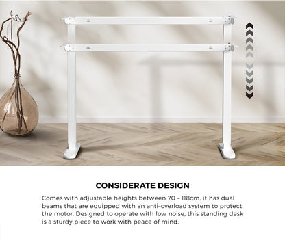 Oikiture 120CM Electric Standing Desk Single Motor White&amp;Walnut-Standing Desks-PEROZ Accessories