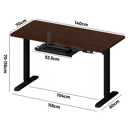 Oikiture 140cm Electric Standing Desk With Drawer Adjustable Black-Standing Desk-PEROZ Accessories