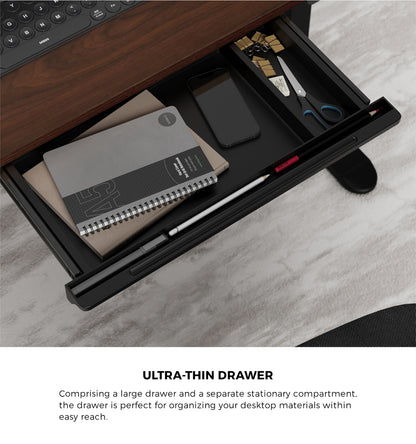 Oikiture 140cm Electric Standing Desk With Drawer Adjustable Black-Standing Desk-PEROZ Accessories