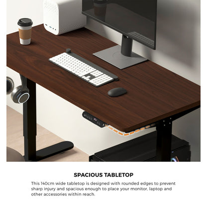 Oikiture 140cm Electric Standing Desk With Drawer Adjustable Black-Standing Desk-PEROZ Accessories