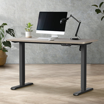 Oikiture Electric Standing Desk Single Motor Black &amp; Grey-Oak 140CM-Standing Desk-PEROZ Accessories