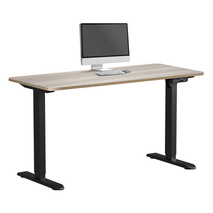 Oikiture Electric Standing Desk Single Motor Black &amp; Grey-Oak 140CM-Standing Desk-PEROZ Accessories