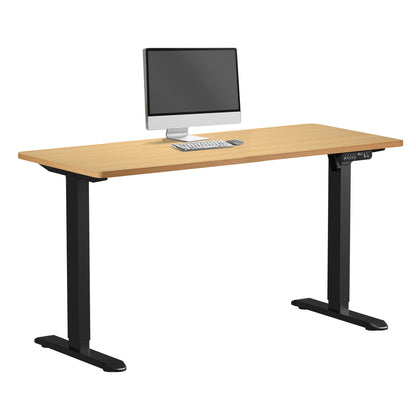Oikiture Electric Standing Desk Single Motor Black &amp; Oak 140CM-Standing Desk-PEROZ Accessories