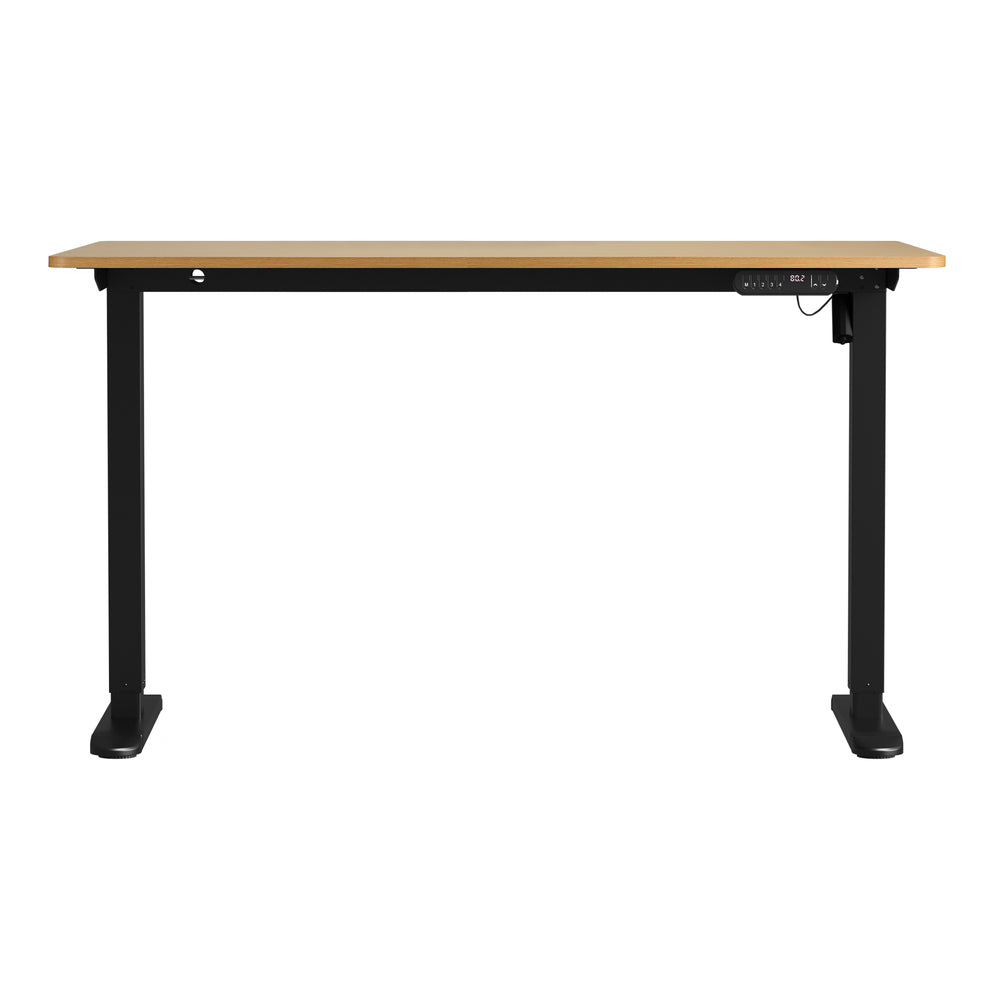 Oikiture Electric Standing Desk Single Motor Black &amp; Oak 140CM-Standing Desk-PEROZ Accessories