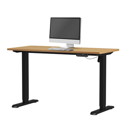 Oikiture Electric Standing Desk Single Motor Black &amp; Oak 140CM-Standing Desk-PEROZ Accessories